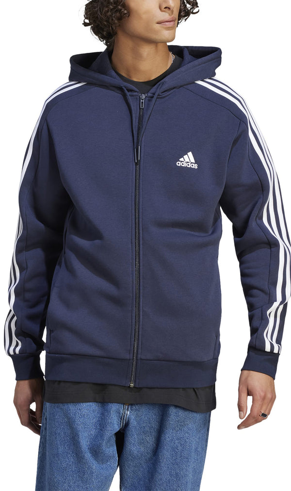 FELPA ADIDAS UOMO BLU ZIP CON CAPPUCCIO REGULAR FIT