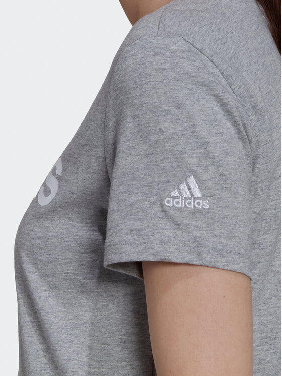 T SHIRT ADIDAS MAGLIA DONNA PALESTRA ESSENTIALS LOGO GRIGIA