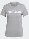 T SHIRT ADIDAS MAGLIA DONNA PALESTRA ESSENTIALS LOGO GRIGIA