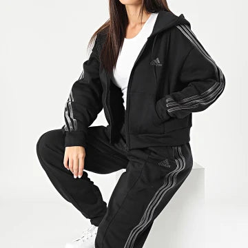 TUTA ADIDAS DONNA FELPA + PANTA ENERGIZE TS WOMAN SPORTWEAR NERA