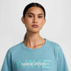 T SHIRT DONNA NIKE PRO MAGLIA CORTA CROP WOMAN AZZURRA