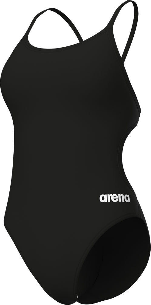 COSTUME NUOTO ARENA DONNA INTERO PISCINA LACE SOLID NERO SPALLINA STRETTA