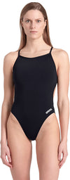 COSTUME NUOTO ARENA DONNA INTERO PISCINA LACE SOLID NERO SPALLINA STRETTA