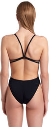 COSTUME NUOTO ARENA DONNA INTERO PISCINA LACE SOLID NERO SPALLINA STRETTA
