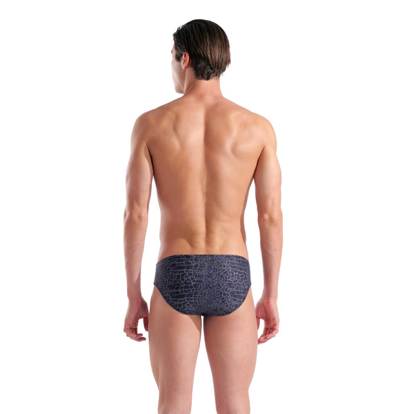 COSTUME ARENA UOMO SLIP NUOTO PISCINA BRIEF SWIM SNAKE SKIN NERO