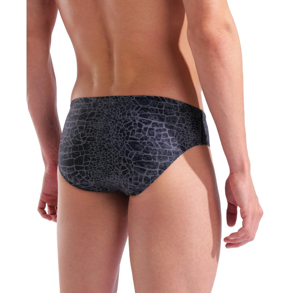 COSTUME ARENA UOMO SLIP NUOTO PISCINA BRIEF SWIM SNAKE SKIN NERO
