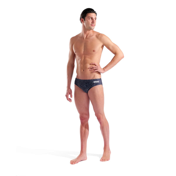 COSTUME ARENA UOMO SLIP NUOTO PISCINA BRIEF SWIM SNAKE SKIN NERO