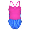 COSTUME ARENA DONNA PISCINA INTERO MONOGRAM SPALLINA STRETTA AZZURRO