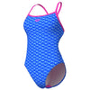 COSTUME ARENA DONNA PISCINA INTERO MONOGRAM SPALLINA STRETTA AZZURRO