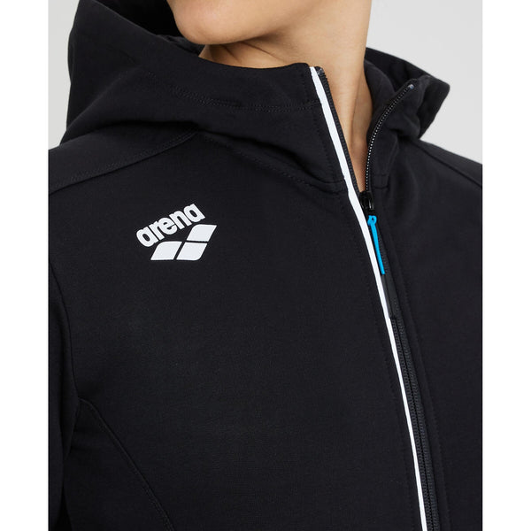 FELPA ARENA TUTA DONNA TRAINING ZIP E CAPPUCCIO NERA PANEL