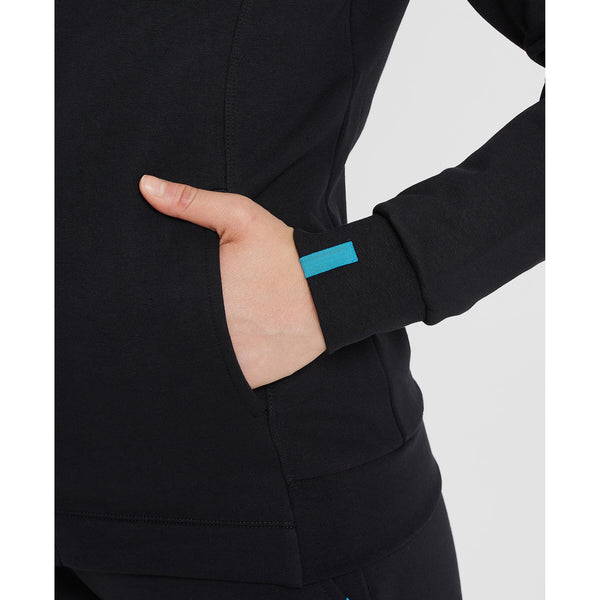 FELPA ARENA TUTA DONNA TRAINING ZIP E CAPPUCCIO NERA PANEL