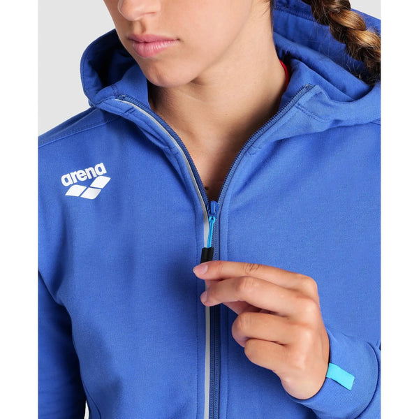 FELPA ARENA TUTA DONNA TRAINING ZIP E CAPPUCCIO BLU ROYAL
