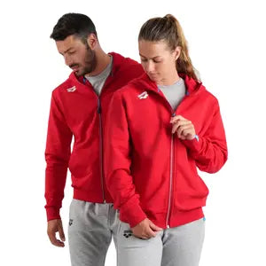 FELPA ARENA TUTA UNISEX TRAINING ZIP E CAPPUCCIO ROSSA PANEL UNISEX