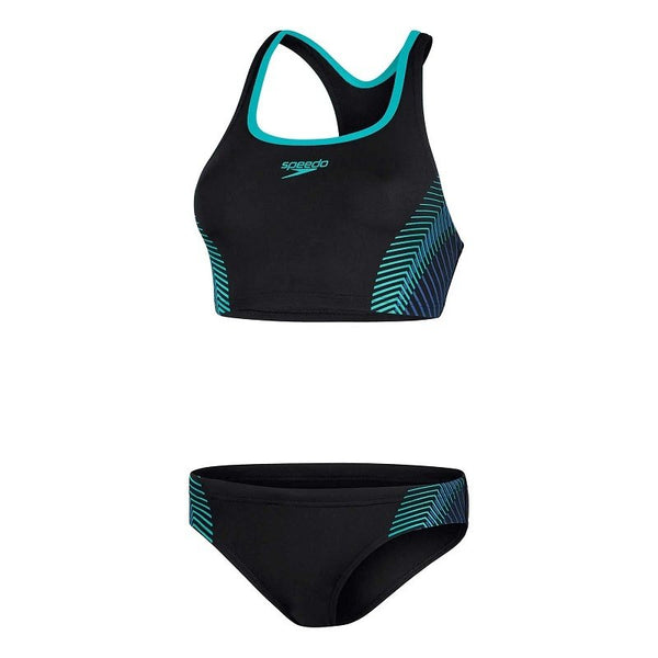 COSTUME 2 PEZZI SPEEDO BIKINI DONNA FASCIA PISCINA NUOTO NERO AZZURRO