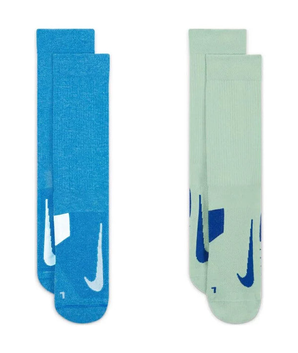 CALZE NIKE 2PAIA COPPIA RUNNING FITNESS SOCKS AZZURRA - VERDE ACQUA