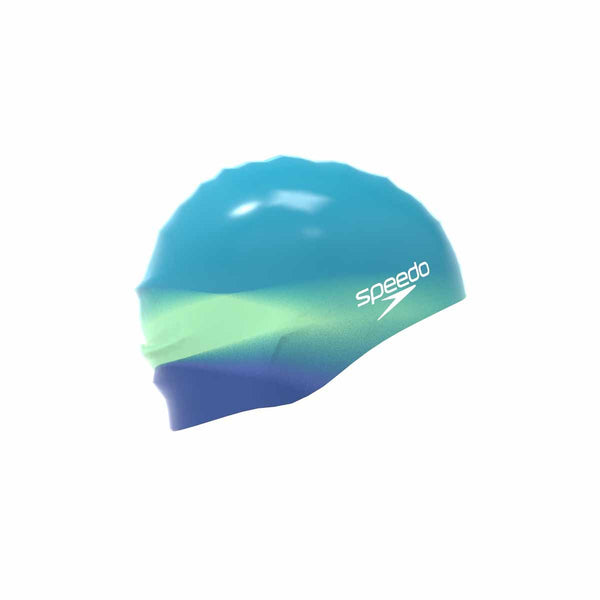 CUFFIA NUOTO SPEEDO PISCINA IN SILICONE DIGITAL PRINTED CAP BLU VERDE GIALLA