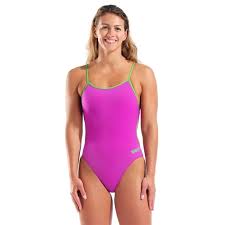 COSTUME NUOTO ARENA DONNA INTERO PISCINA LACE SOLID VIOLA SPALLINA STRETTA