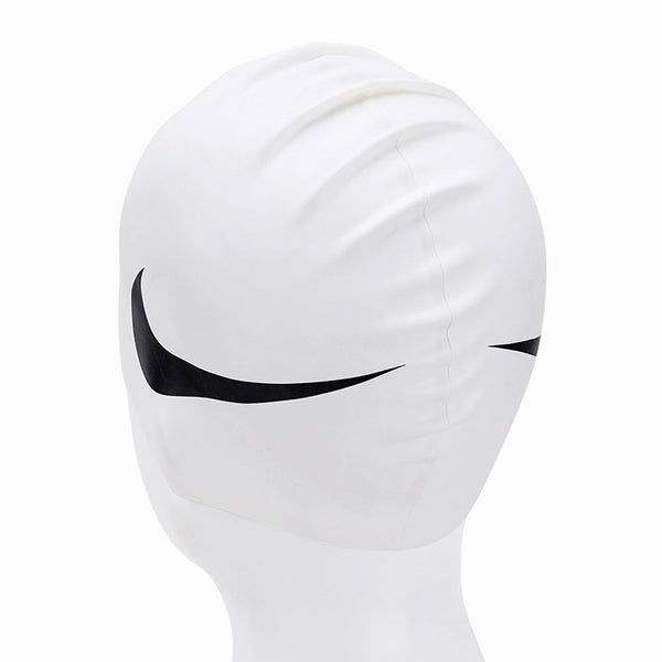 CUFFIA PISCINA NUOTO NIKE SWIM CAP SILICONE BIG SWOOSH BIANCA