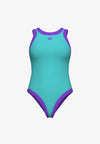 COSTUME ARENA DONNA INTERO PISCINA BOLD LINES NUOTO WATER VIOLET