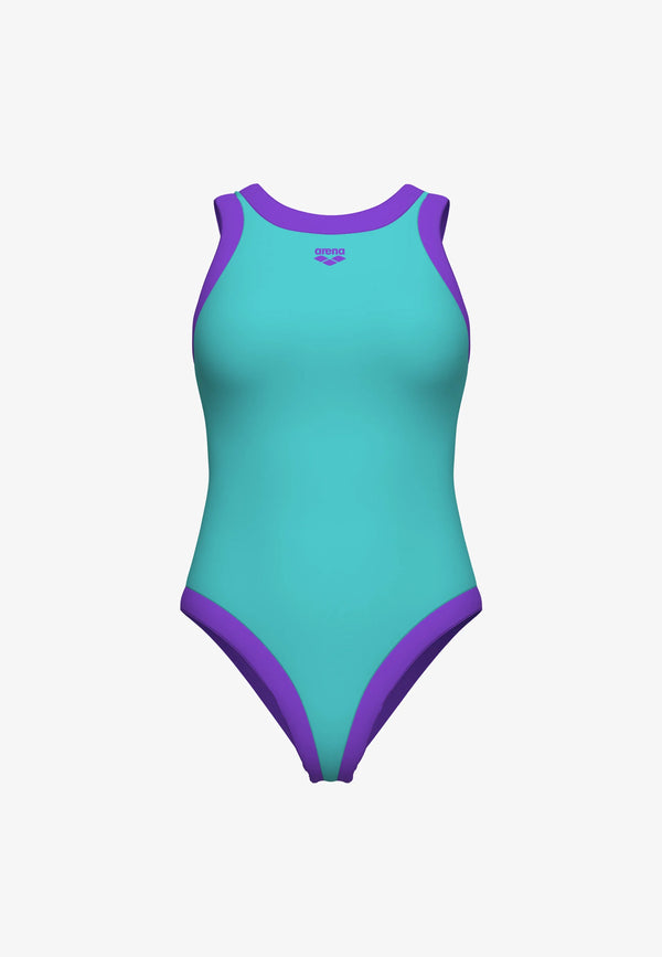 COSTUME ARENA DONNA INTERO PISCINA BOLD LINES NUOTO WATER VIOLET