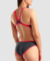 COSTUME ARENA DONNA ONE BIG LOGO COSTUME INTERO PISCINA GRIGIO FUXIA