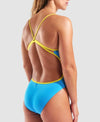 COSTUME NUOTO ARENA DONNA INTERO PISCINA LACE SOLID SPALLINA STRETTA TURCHESE