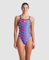 COSTUME ARENA DONNA PISCINA INTERO SPALLINA STRETTA RACING STRIPE