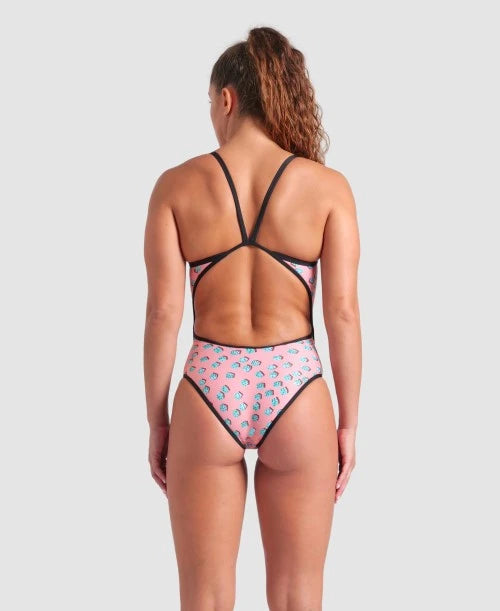 COSTUME ARENA DONNA PISCINA INTERO DADI SPALLINA STRETTA PINK