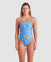 COSTUME ARENA DONNA PISCINA INTERO PAPERE SPALLINA STRETTA BLU