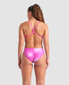 COSTUME NUOTO ARENA DONNA INTERO SPALLINA STRETTA PISCINA TIE DYE ROSA