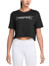 T SHIRT DONNA NIKE CROP SWOOSH FASCHION MAGLIA WOMAN CORTA NERA