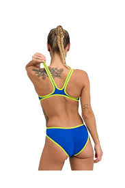 COSTUME ARENA DONNA ONE BIG LOGO COSTUME INTERO PISCINA BLU