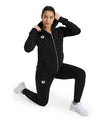 FELPA ARENA TUTA DONNA TRAINING ZIP E CAPPUCCIO NERA PANEL