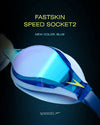 OCCHIALINI FASTSKIN SPEEDSOCKET 2 MIRROR PISCINA LENTE SPECCHIATA GARA COMPETITION BLU AZZURRO GIALLO