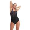 COSTUME DONNA PISCINA SPEEDO HYPERBOOM NUOTO INTERO NERO ARANCIONE