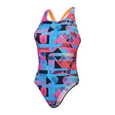 COSTUME DONNA PISCINA SPEEDO NUOTO INTERO ALLOVER DIGITAL POWERBACK BLU ROSA NERO