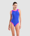 COSTUME ARENA DONNA INTERO PISCINA BOLD LINES NUOTO BLUE FUCHSIA