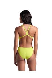 COSTUME ARENA DONNA INTERO PISCINA SWIMSUIT CHALLENGE SOLID SPALLINA STRETTA LIME E VERDE