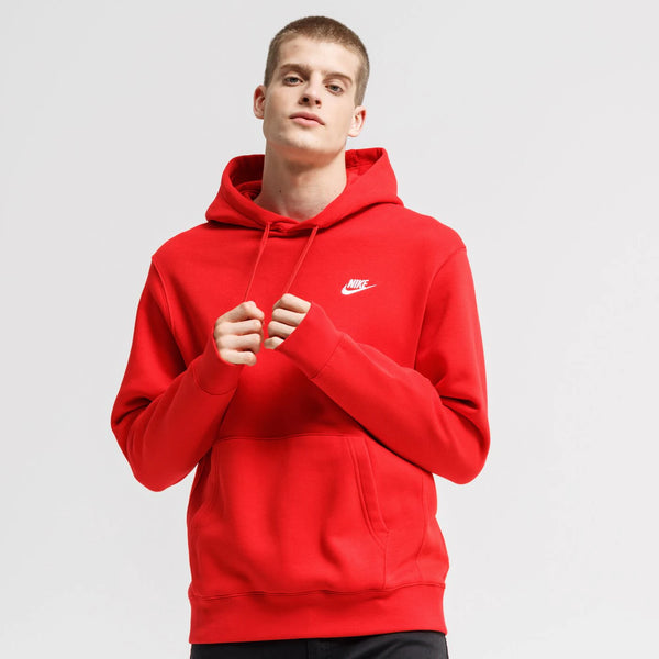 FELPA NIKE UOMO CON CAPPUCCIO SPORTSWEAR CLUB FLEECE ROSSA