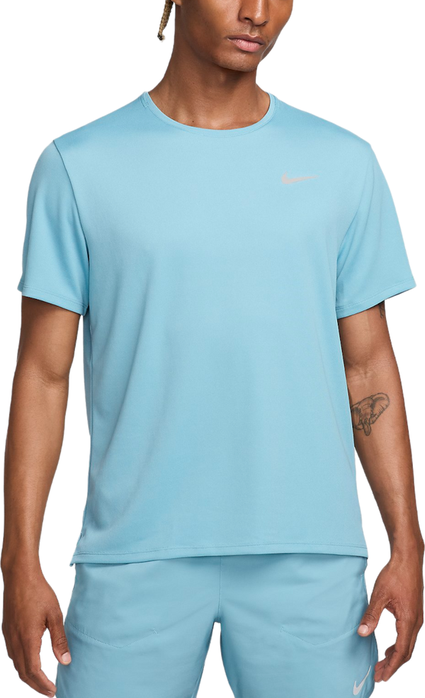 T SHIRT NIKE DRY FIT RUN MAGLIA UOMO MAN TEE RUNNING AZZURRA