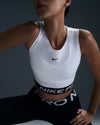 TOP NIKE CANOTTA CORTA CROP WOMAN DRI-FIT FITNESS WOD BIANCO