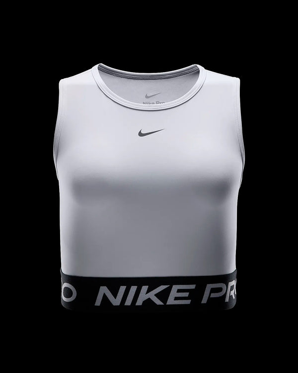 TOP NIKE CANOTTA CORTA CROP WOMAN DRI-FIT FITNESS WOD BIANCO