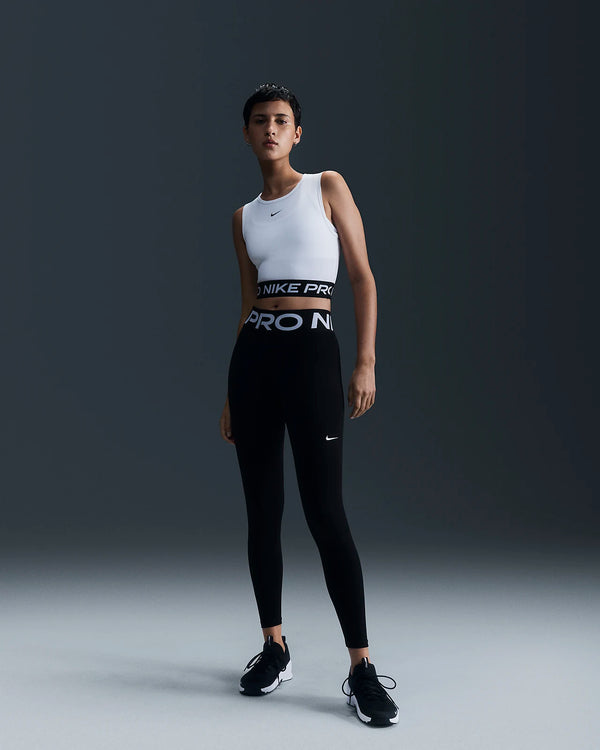 TOP NIKE CANOTTA CORTA CROP WOMAN DRI-FIT FITNESS WOD BIANCO