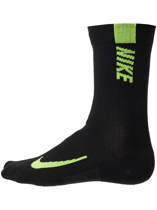 CALZE NIKE 2PAIA COPPIA RUNNING FITNESS SOCKS NERE GIALLA FLUO