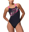 COSTUME DONNA PISCINA SPEEDO NUOTO INTERO MEDLEY LOGO MEDALIST ONE PIECE NERO/ROSA