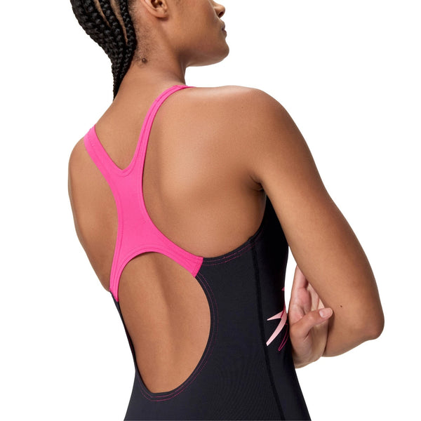 COSTUME DONNA PISCINA SPEEDO NUOTO INTERO MEDLEY LOGO MEDALIST ONE PIECE NERO/ROSA