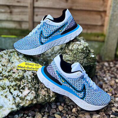 SCARPE NIKE REACT INFINITY RUN FK 3 UOMO RUNNING RUN PALESTRA BIANCO AZZURRO