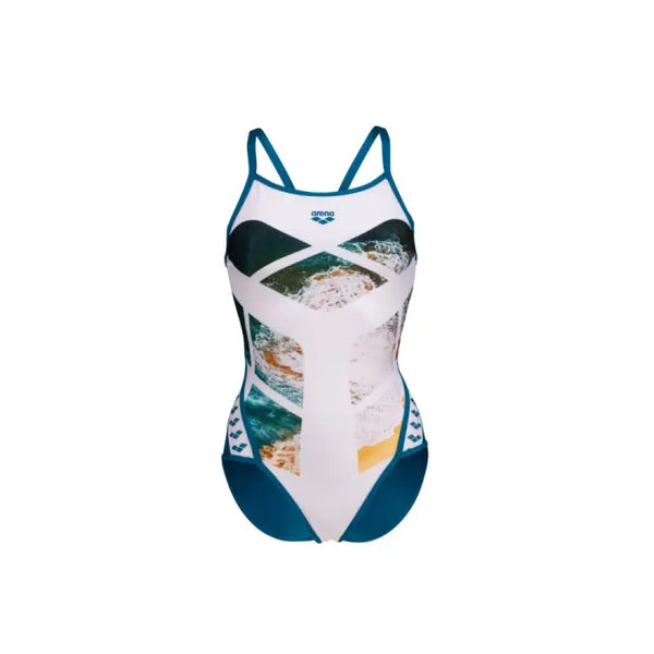 COSTUME ARENA DONNA INTERO PISCINA SPALLINA STRETTA BIANCO