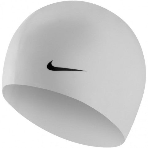 CUFFIA PISCINA NUOTO NIKE SWIM CAP SILICONE BIG SWOOSH BIANCA