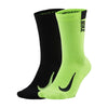 CALZE NIKE 2PAIA COPPIA RUNNING FITNESS SOCKS NERE GIALLA FLUO